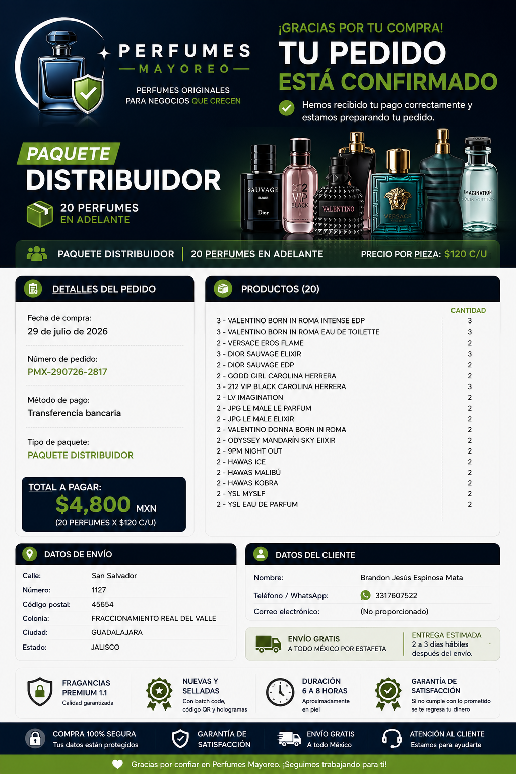 PEDIDO DISTRIBUIDOR 40 PIEZAS