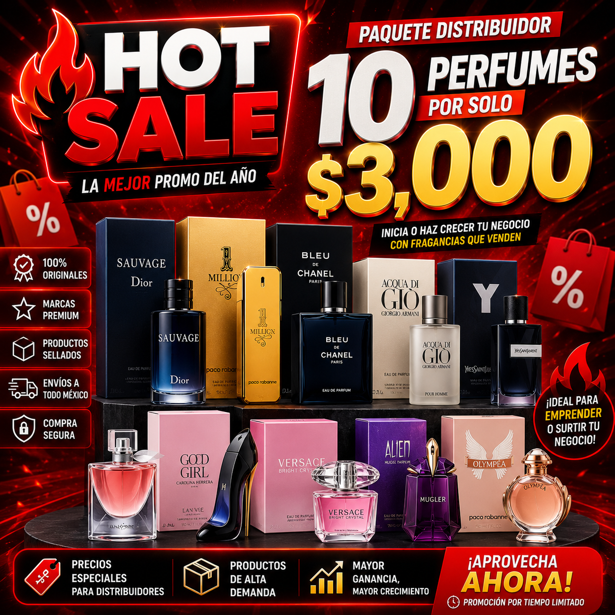 Paquete Distribuidor 10 perfumes