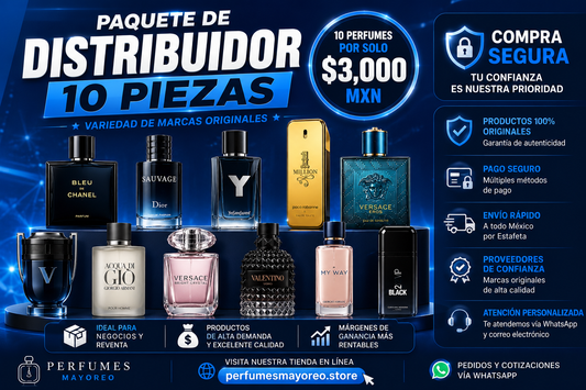 PAQUETE DISTRIBUIDOR DE 10 PERFUMES